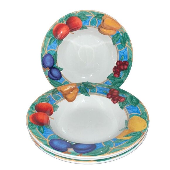 Victoria Beale 9024‎ Forbidden Fruit Porcelain Soup Cereal Bowls 8.5” Set Of 4 - Picture 1 of 4